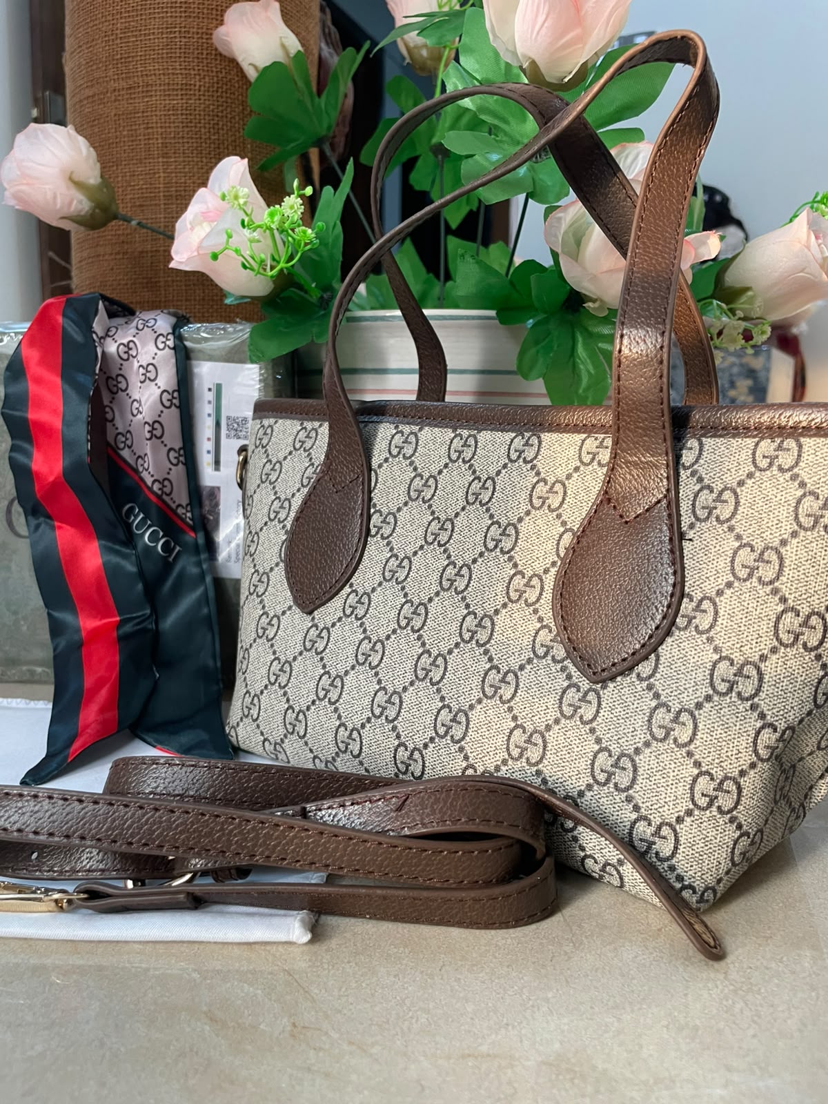 Gu€ci Mini Tote Bag - Brown Beige BOX PACKING