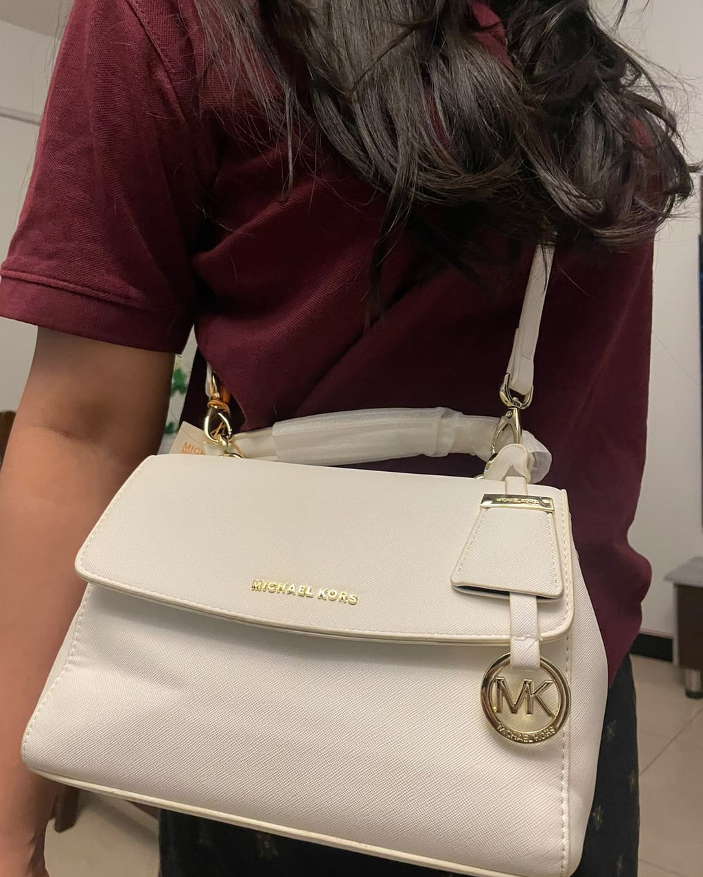 Mich@el kors Crossbody Leather Bag - White