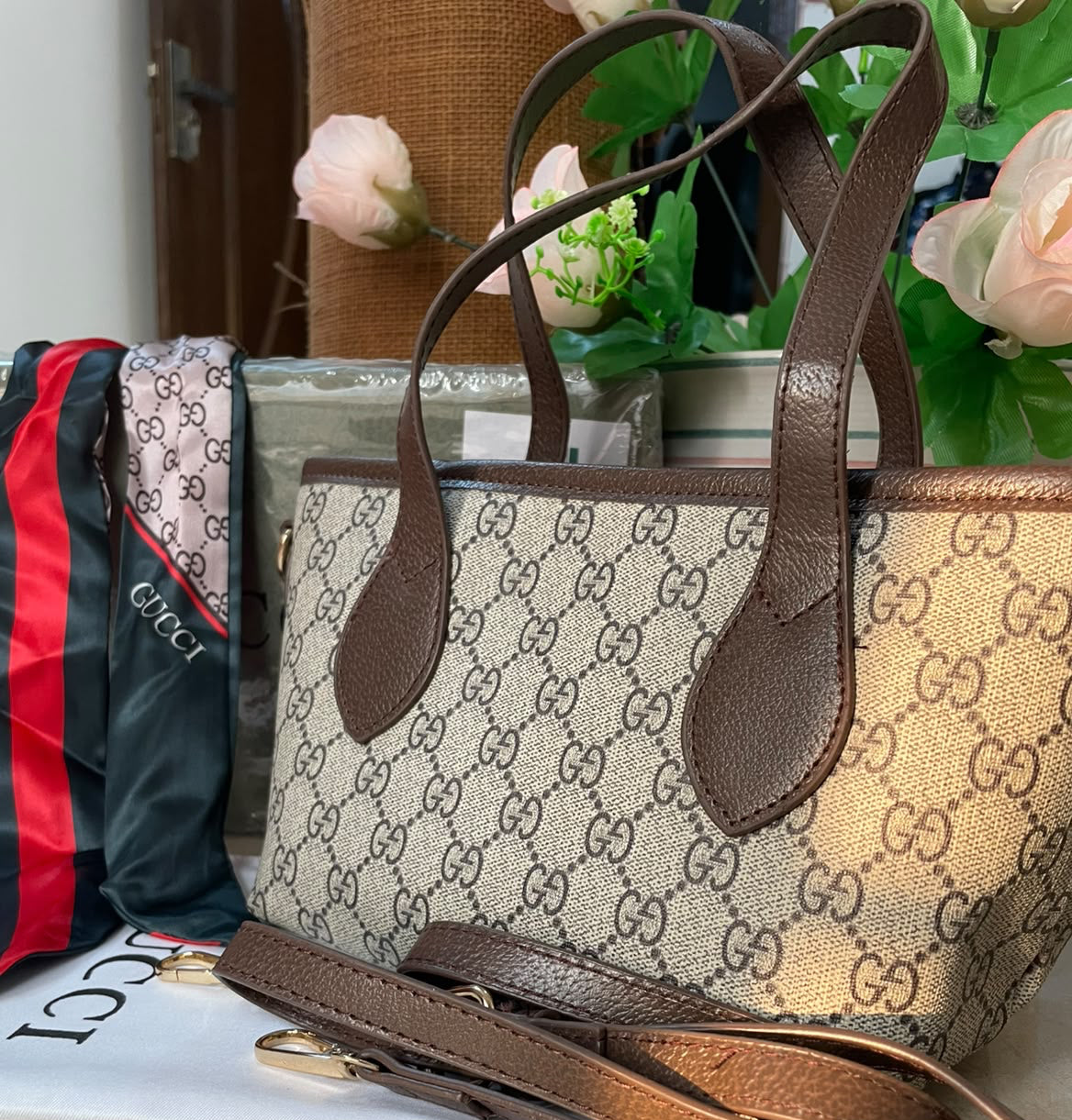 Gu€ci Mini Tote Bag - Brown Beige BOX PACKING