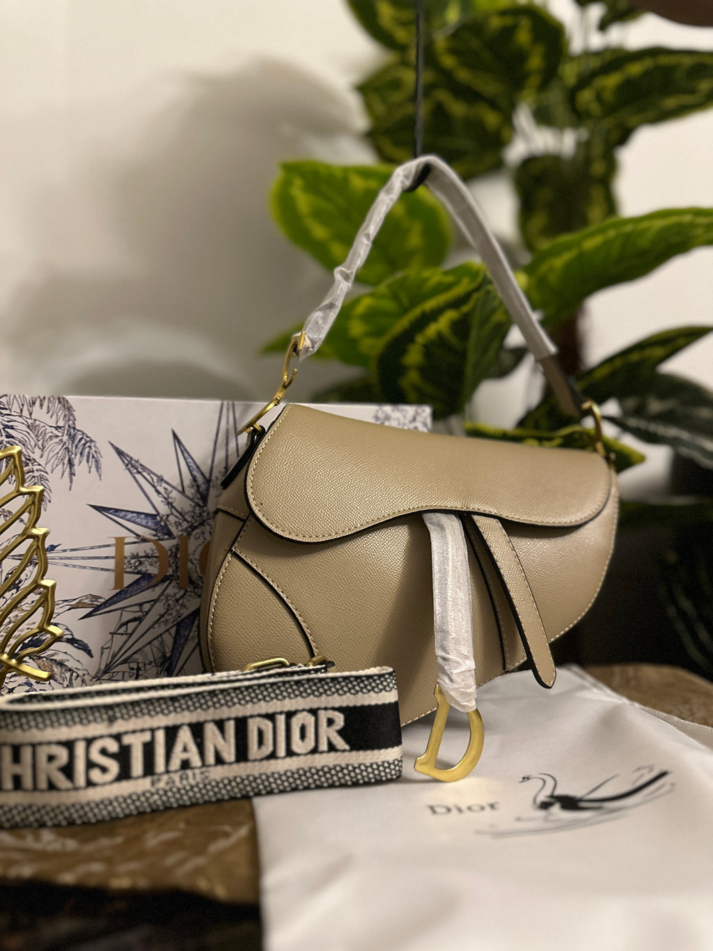 Di0r Saddle Bag - Beige BOX PACKING