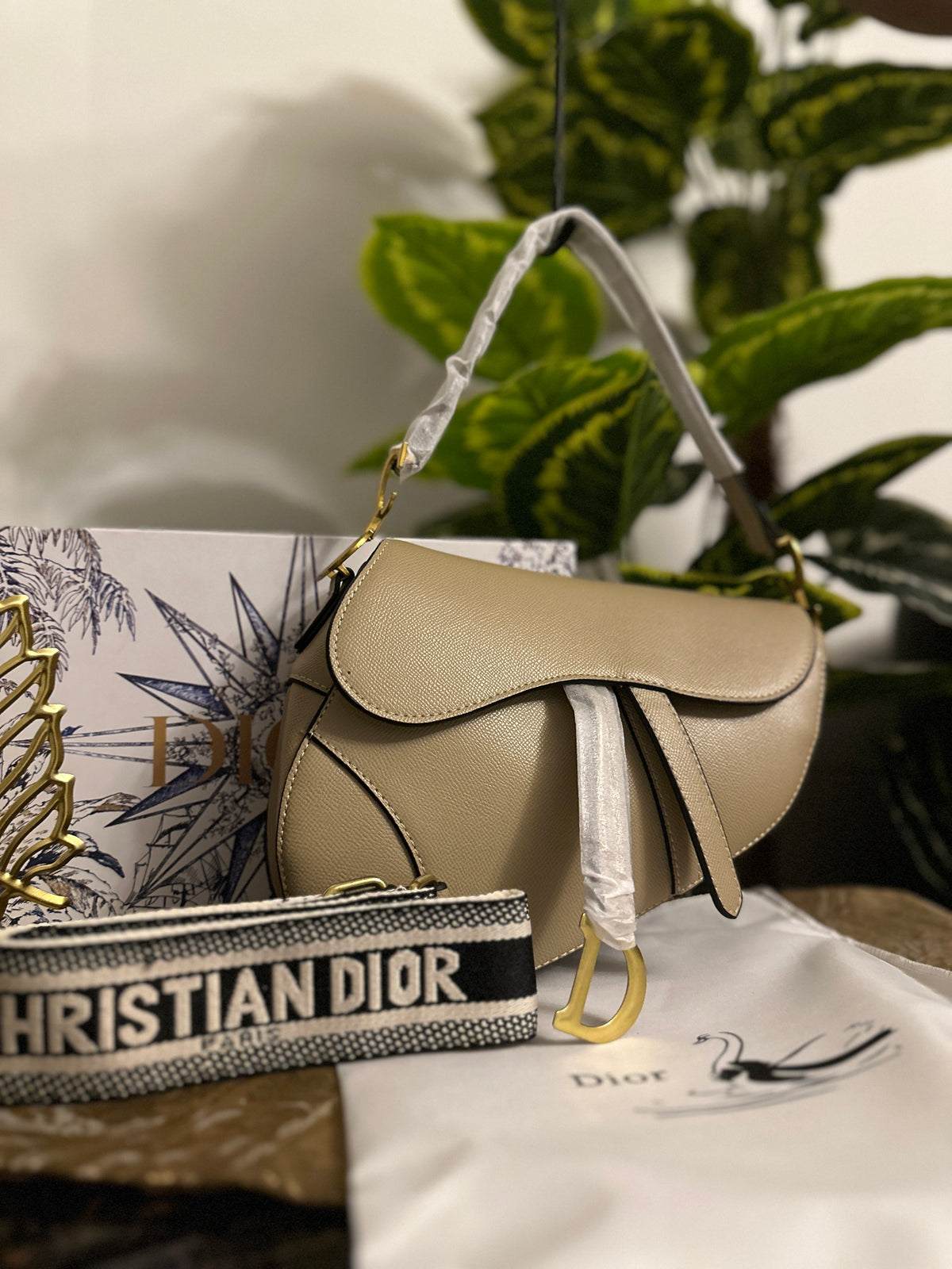 Di0r Saddle Bag - Beige BOX PACKING