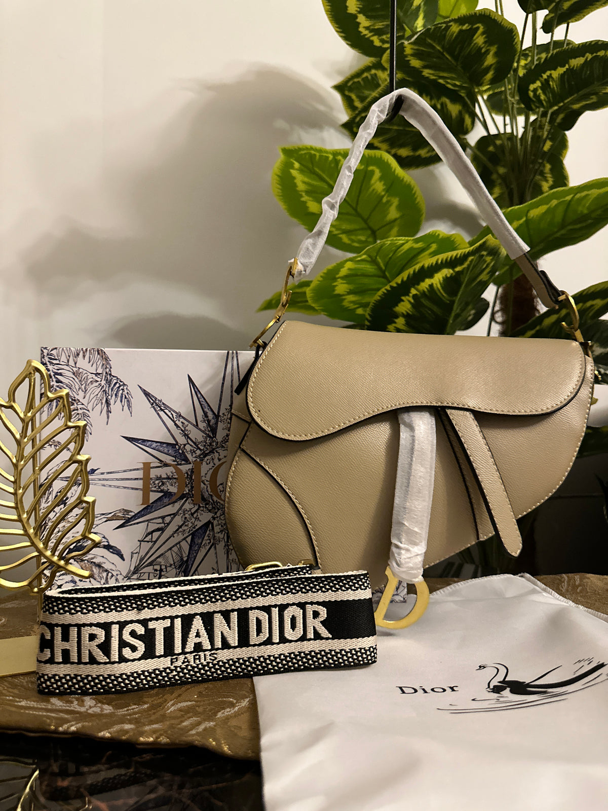 Di0r Saddle Bag - Beige BOX PACKING